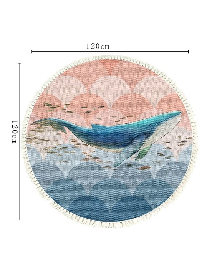 SOGA 2X 120cm Round Shark Print Area Rug with Tassels image 6