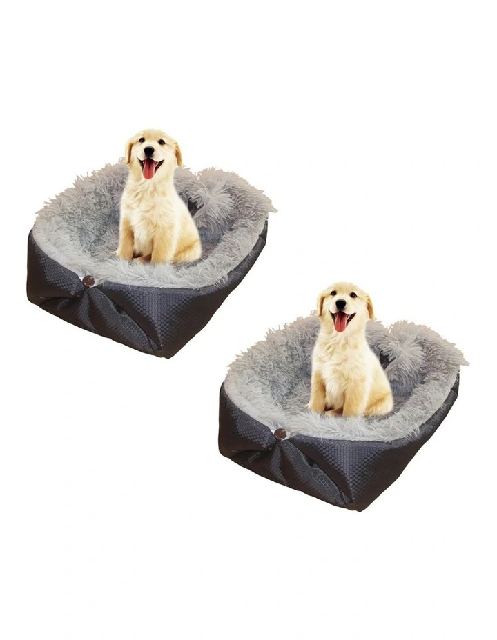 SOGA 2X Black Plush Cat & Dog Bed Cushion Nest image 1