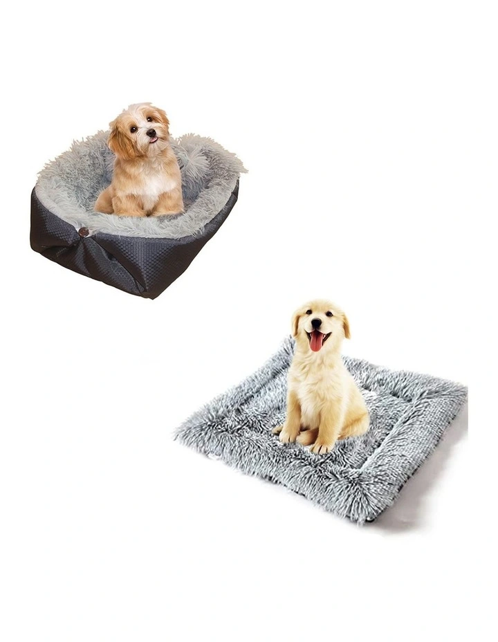 SOGA 2X Black Plush Cat & Dog Bed Cushion Nest image 2