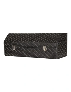 SOGA Large Foldable Car Boot Storage Organiser Black White Stitch Lock