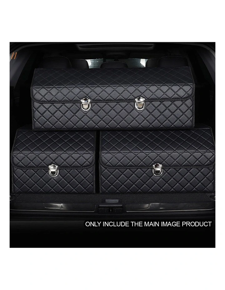 SOGA Large Foldable Car Boot Storage Organiser Black White Stitch Lock image 5