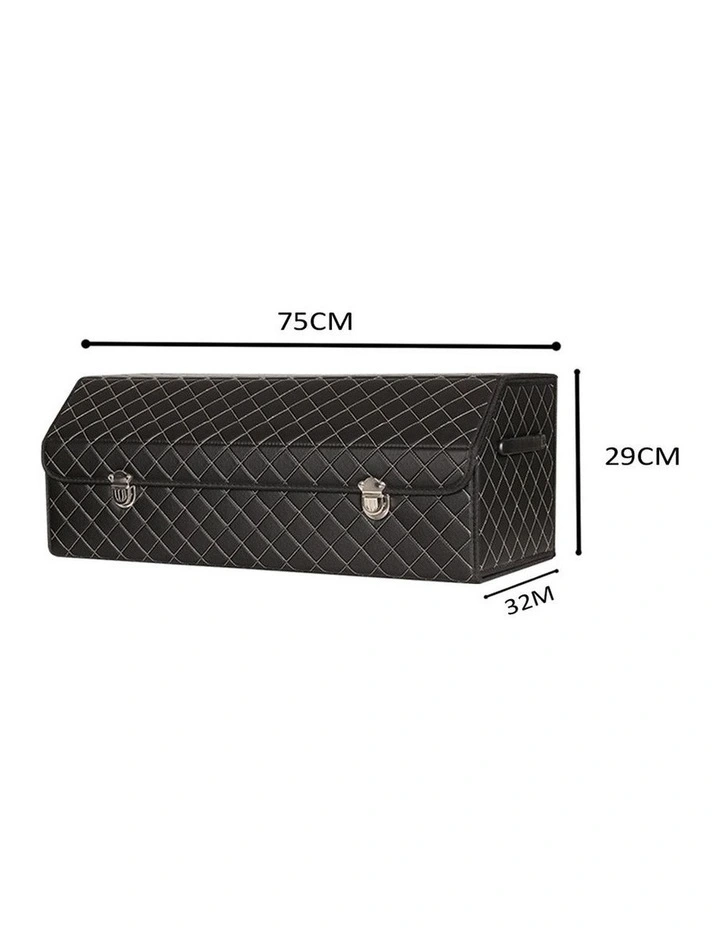 SOGA Large Foldable Car Boot Storage Organiser Black White Stitch Lock image 6