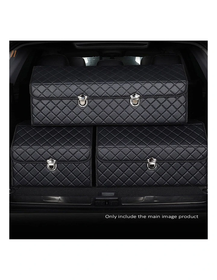 SOGA Large Foldable Car Boot Storage Organiser Black White Stitch Lock image 7