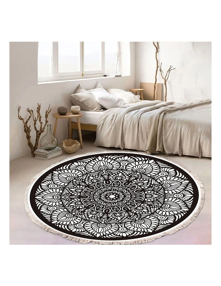 SOGA 2X 120cm Modern Ethnic Mandala Rug with Tassels image 2