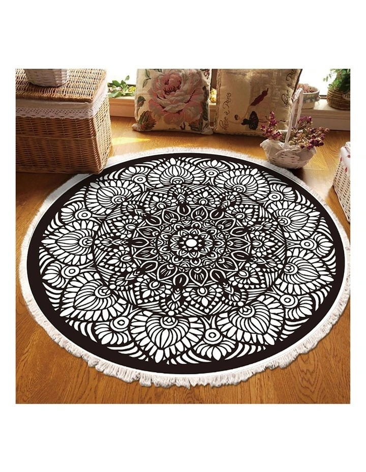 SOGA 2X 120cm Modern Ethnic Mandala Rug with Tassels image 4