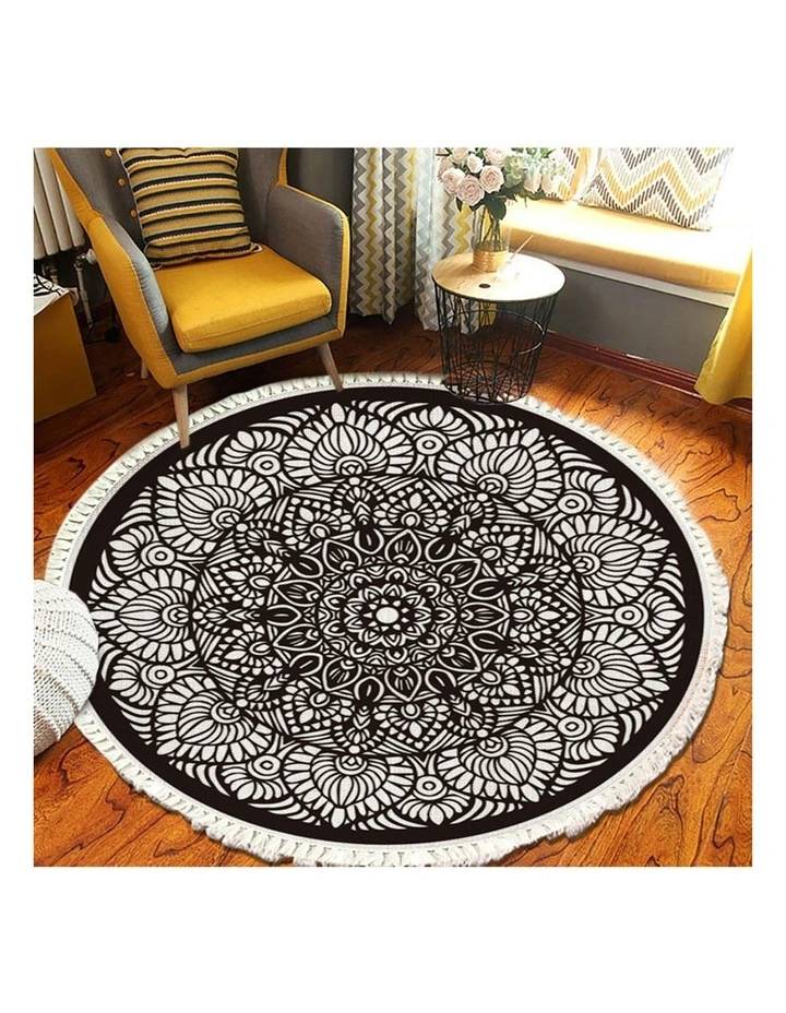SOGA 2X 120cm Modern Ethnic Mandala Rug with Tassels image 5