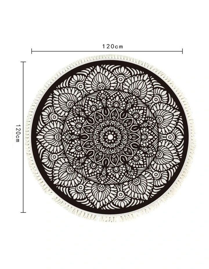 SOGA 2X 120cm Modern Ethnic Mandala Rug with Tassels image 6