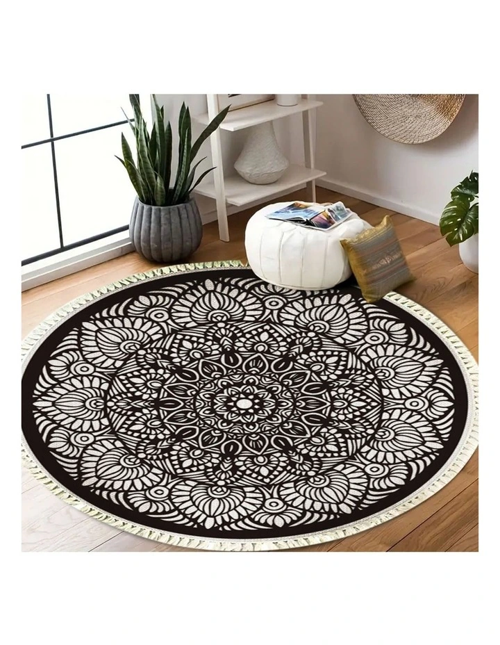 SOGA 2X 120cm Modern Ethnic Mandala Rug with Tassels image 7
