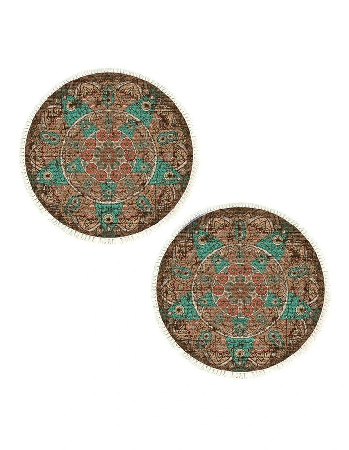 SOGA 2X 90cm Mandala Round Non-Slip Area Rug image 1