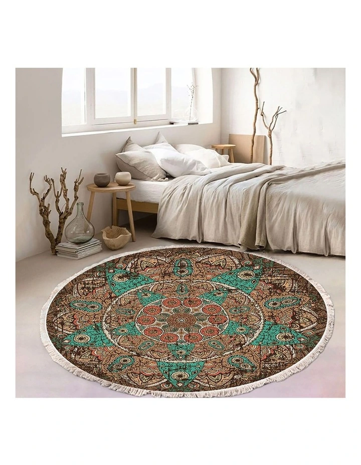 SOGA 2X 90cm Mandala Round Non-Slip Area Rug image 2