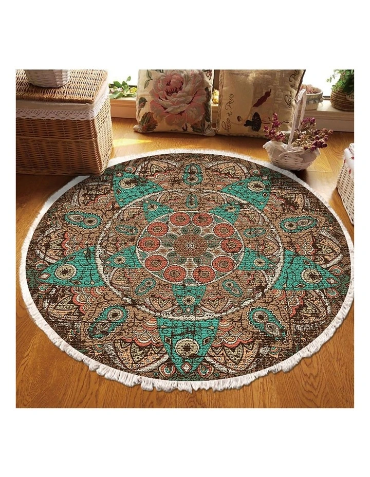 SOGA 2X 90cm Mandala Round Non-Slip Area Rug image 4