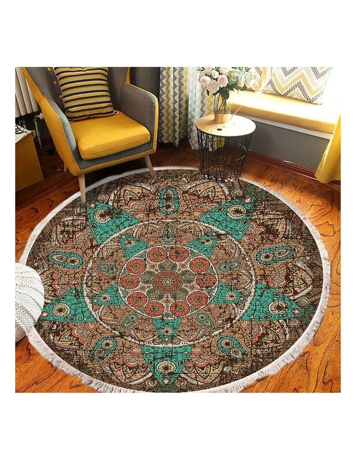 SOGA 2X 90cm Mandala Round Non-Slip Area Rug image 5