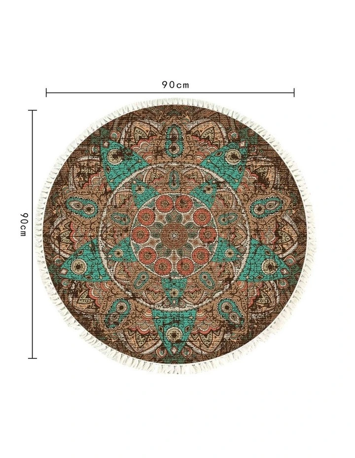 SOGA 2X 90cm Mandala Round Non-Slip Area Rug image 6