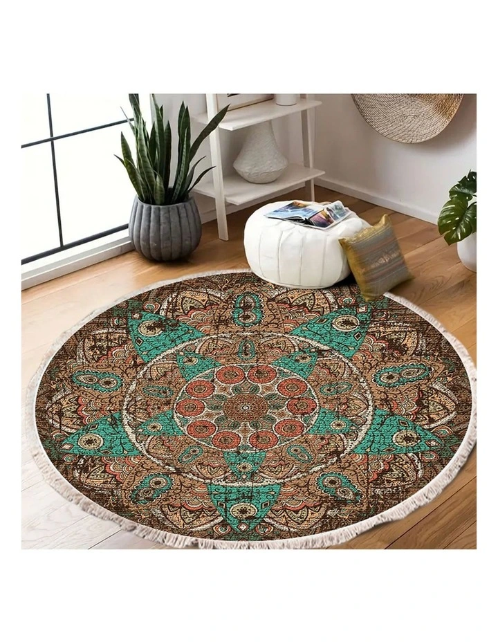 SOGA 2X 90cm Mandala Round Non-Slip Area Rug image 7