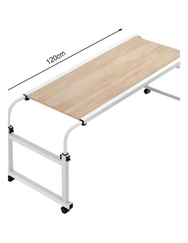 SOGA Adjustable Overbed Table 2 Pack 120 x 45cm Wood Look image 5