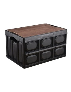 SOGA 30L Foldable Storage Crate Black Stackable Camping Box