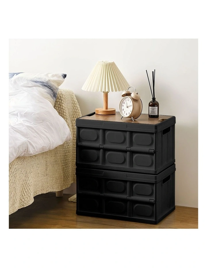 SOGA 30L Foldable Storage Crate Black Stackable Camping Box image 6