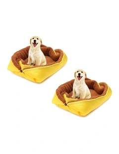 SOGA 2X Yellow Plush Cat & Dog Bed Cushion Nest