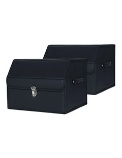 SOGA 2X Small Foldable Car Boot Storage Organisers Black with Lock