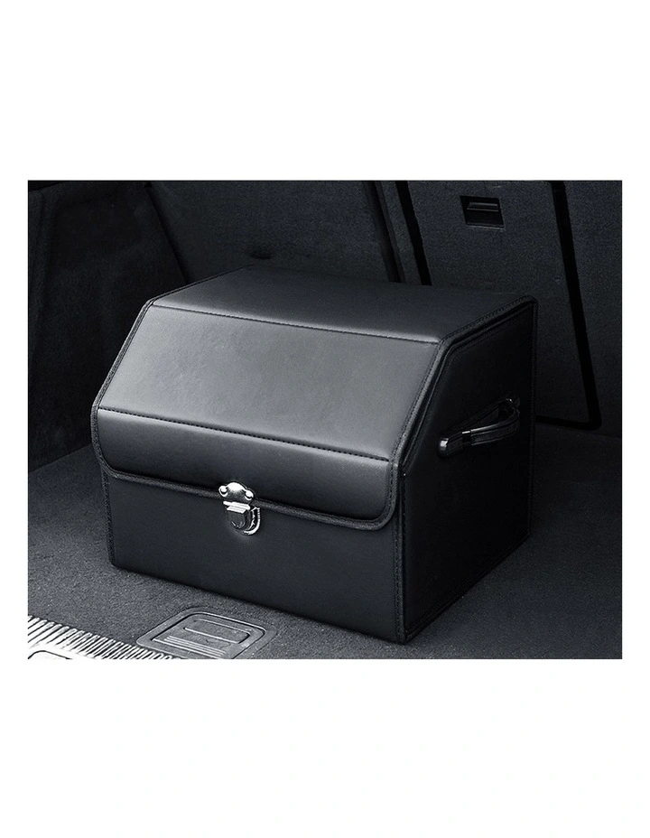 SOGA 2X Small Foldable Car Boot Storage Organisers Black with Lock image 3