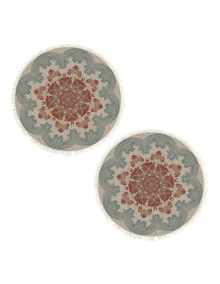 SOGA 2X 90cm Boho Mandala Round Non-Slip Area Rug image 1