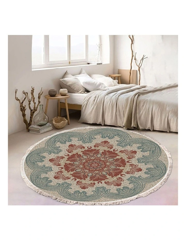 SOGA 2X 90cm Boho Mandala Round Non-Slip Area Rug image 2