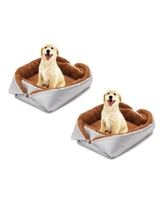 SOGA 2X Silver Plush Cat & Dog Bed Cushion Nest