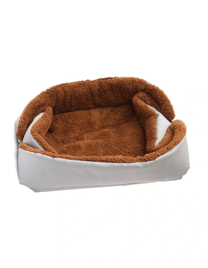 SOGA 2X Silver Plush Cat & Dog Bed Cushion Nest image 2