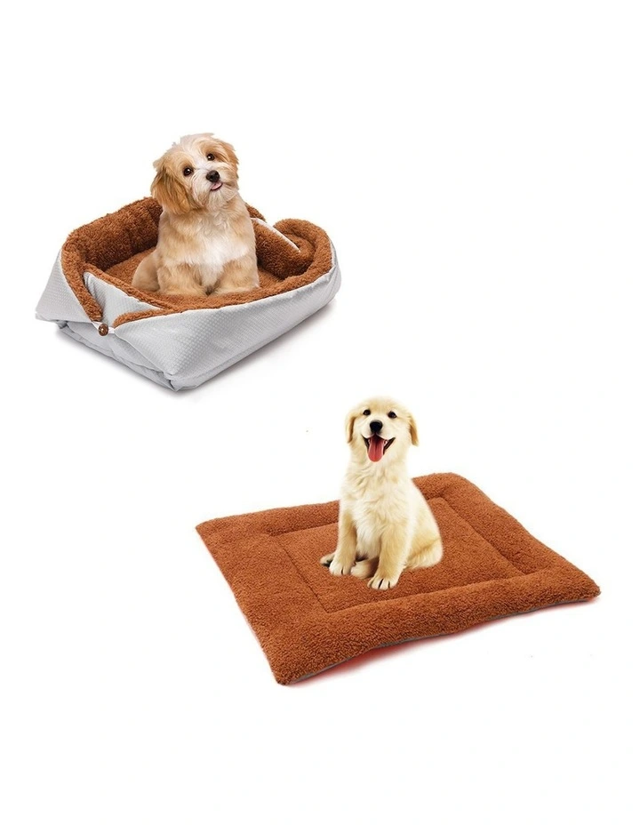 SOGA 2X Silver Plush Cat & Dog Bed Cushion Nest image 3