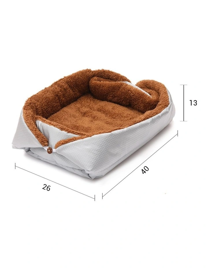 SOGA 2X Silver Plush Cat & Dog Bed Cushion Nest image 4