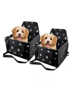 SOGA 2X Black Waterproof Pet Booster Car Seat with Mesh Carrier