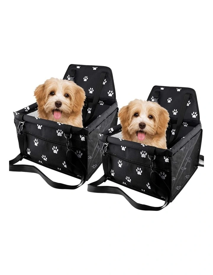 SOGA 2X Black Waterproof Pet Booster Car Seat with Mesh Carrier image 1