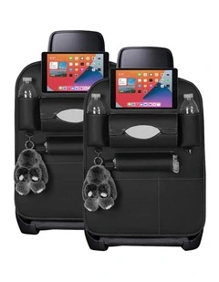 SOGA Car Back Seat Organiser Black PVC Leather 2 Pack