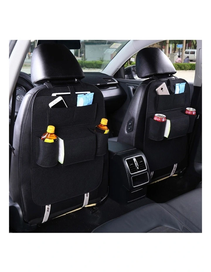 SOGA Car Back Seat Organiser Black PVC Leather 2 Pack image 4