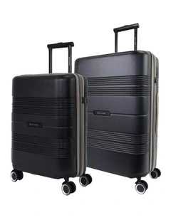 Pierre Cardin Impact Hard Shell Medium and Cabin Bundle 2-Piece Set in Black