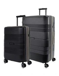 Pierre Cardin Impact Hard Shell Large and Cabin Bundle 2-Piece Set in Black