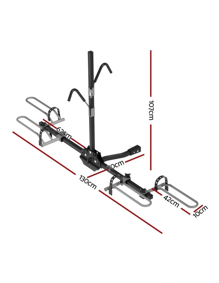 Giantz 2-Bike Hitch Mount Carrier Rack 2 Platform Foldable Black image 4