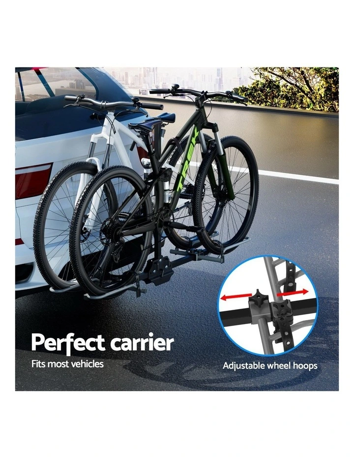 Giantz 2-Bike Hitch Mount Carrier Rack 2 Platform Foldable Black image 5
