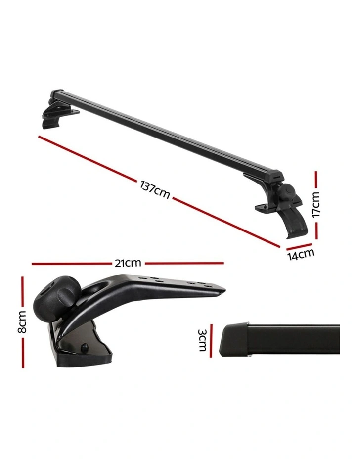 Universal Car Roof Racks Pod Aluminium Cross Bars Brackets 145cm Black image 2