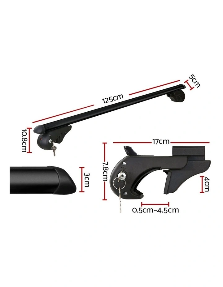 Universal Car Roof Racks Pod Aluminium Cross Bars Adjustable 108cm Black image 2