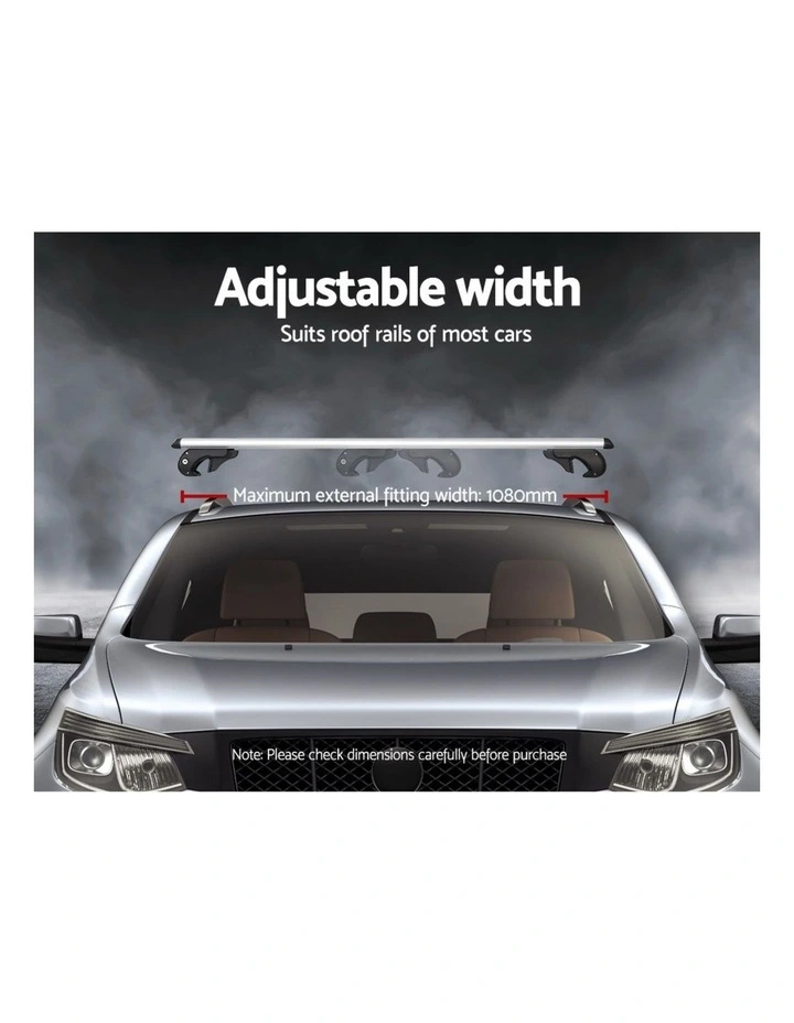 Universal Car Roof Racks Pod Aluminium Cross Bars Adjustable 108cm Silver image 5