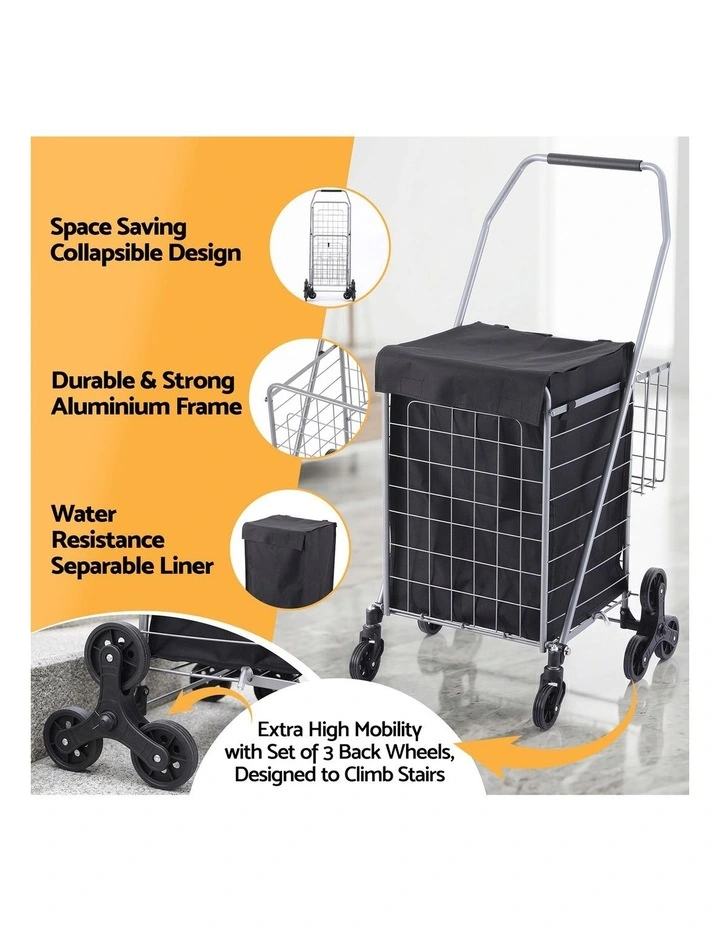 Emajin Shopping Trolley Cart Folding Aluminium Utility Cart Silver image 4