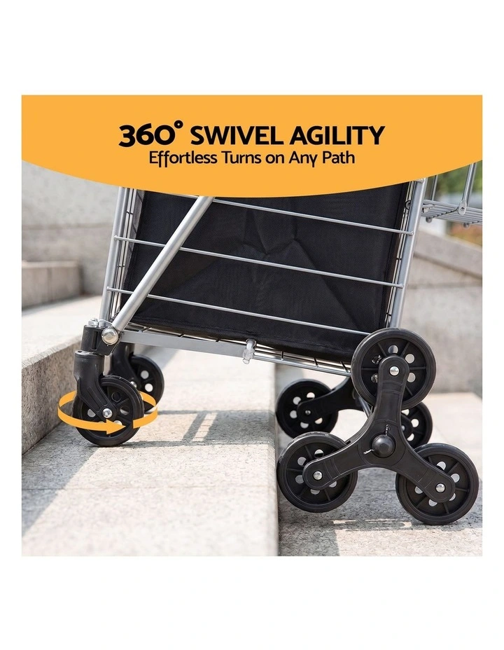 Emajin Shopping Trolley Cart Folding Aluminium Utility Cart Silver image 5