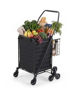 Emajin Shopping Trolley Cart Folding Aluminium Utility Cart Black