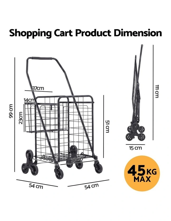 Emajin Shopping Trolley Cart Folding Aluminium Utility Cart Black image 2