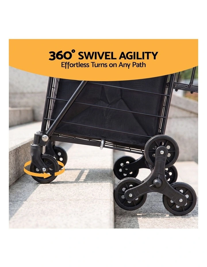 Emajin Shopping Trolley Cart Folding Aluminium Utility Cart Black image 5