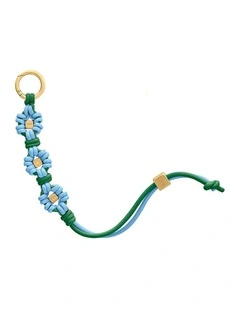 Bloom Edition Leather Wristlet Charm in Sky Emerald