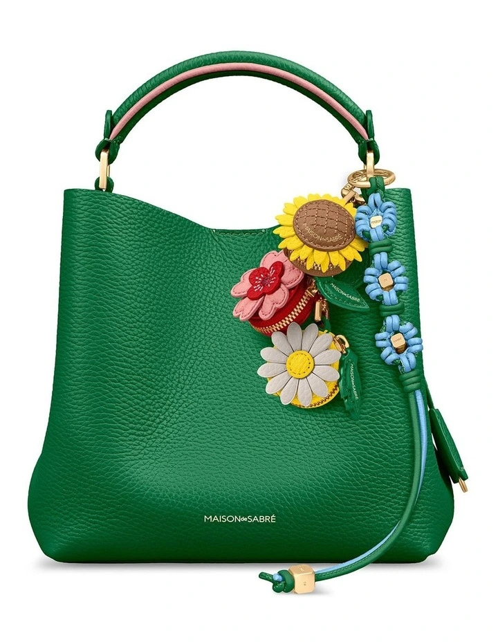 Bloom Edition Leather Wristlet Charm in Sky Emerald image 2