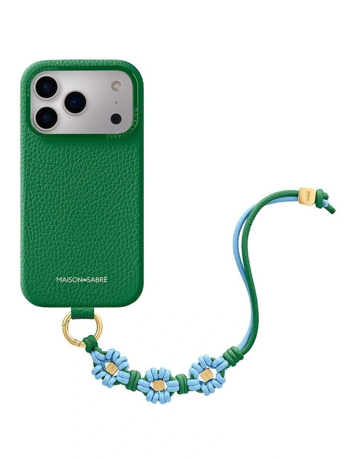 Bloom Edition Leather Wristlet Charm in Sky Emerald image 4