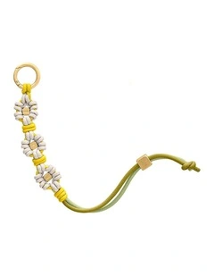 Bloom Edition Leather Wristlet Charm in Foam Daisy